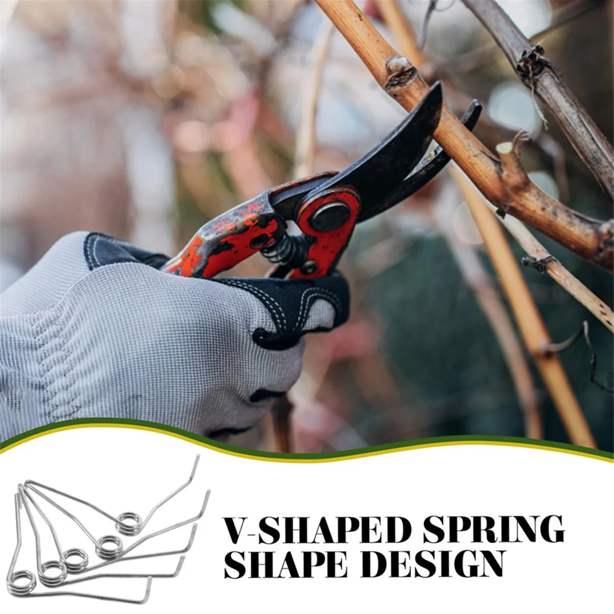 ABTX 100Pcs V Shape Pruning Shears Springs Replacement for Gardening Trimming Spring Accessories for Bypass Pruners