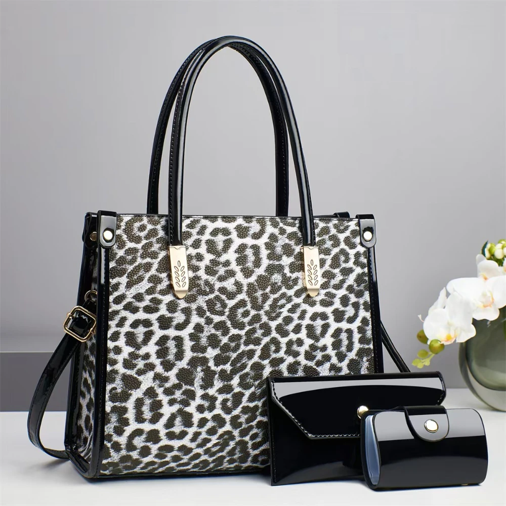 

Leopard Texture Print Tote Bag Retro Fashion Women Square Handbag With Strap Crossbody Shoulder Bag Lady Gift Top Handle Bag