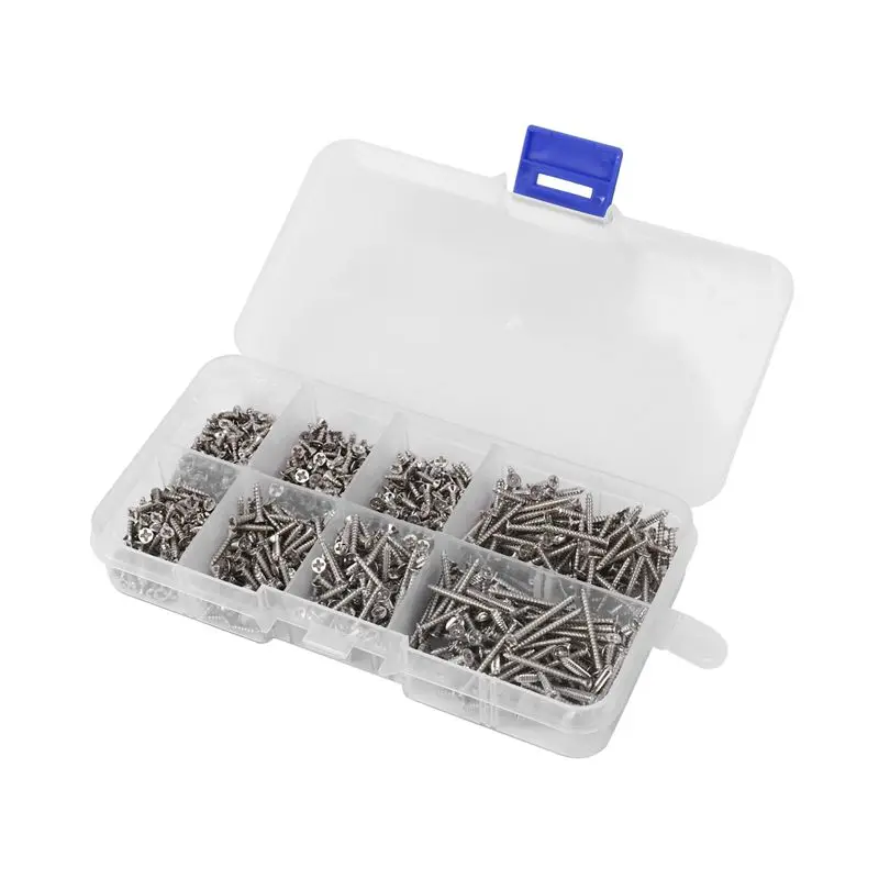 THIVN-3200Pcs Stainless Steel Self Tapping Screw Assortment Kit Lock Nut Wood Thread Nail Screw Sets M2