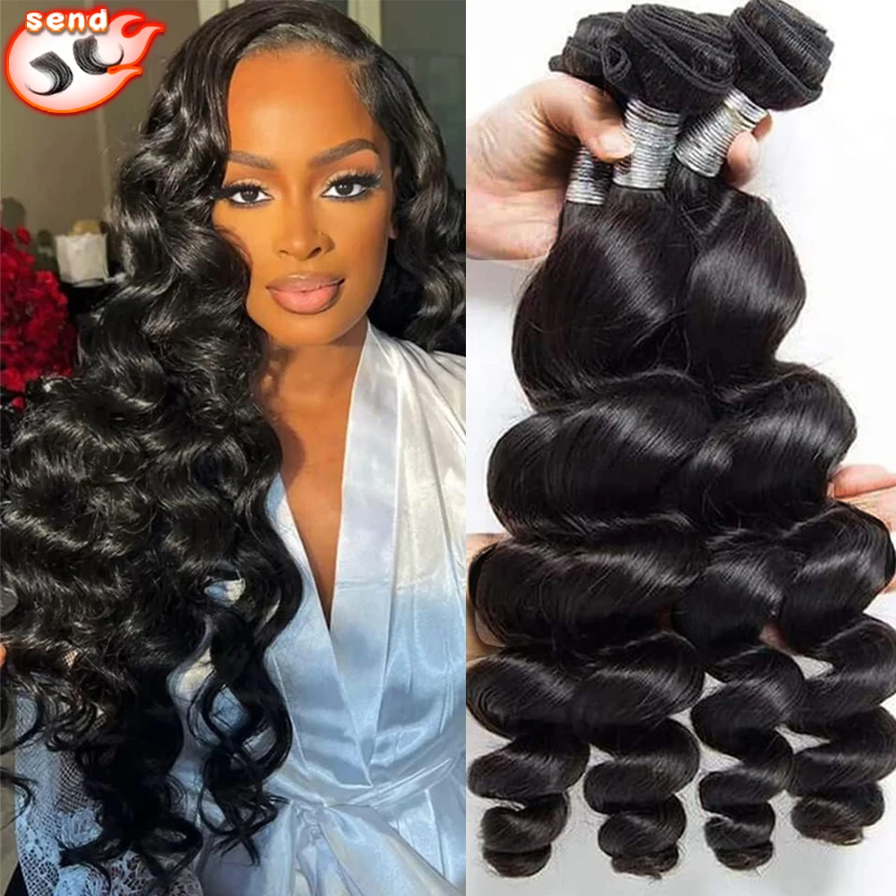 

14A Свободные пучки человеческих волос с глубокими волнами, двойные нарисованные 30 40 дюймов, 100% необработанные волосы, 4 5 шт., черные влажные и волнистые вьющиеся пучки