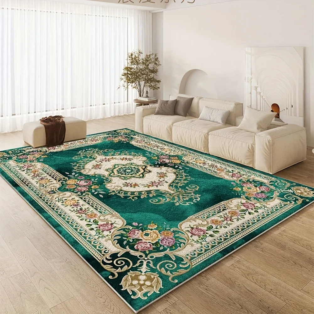 Velvet/Decorative/Machine Washable Area Rug, South Seas Style, Bohemian, Cream Style for Dining Room, Game Room, Colorful Leisur