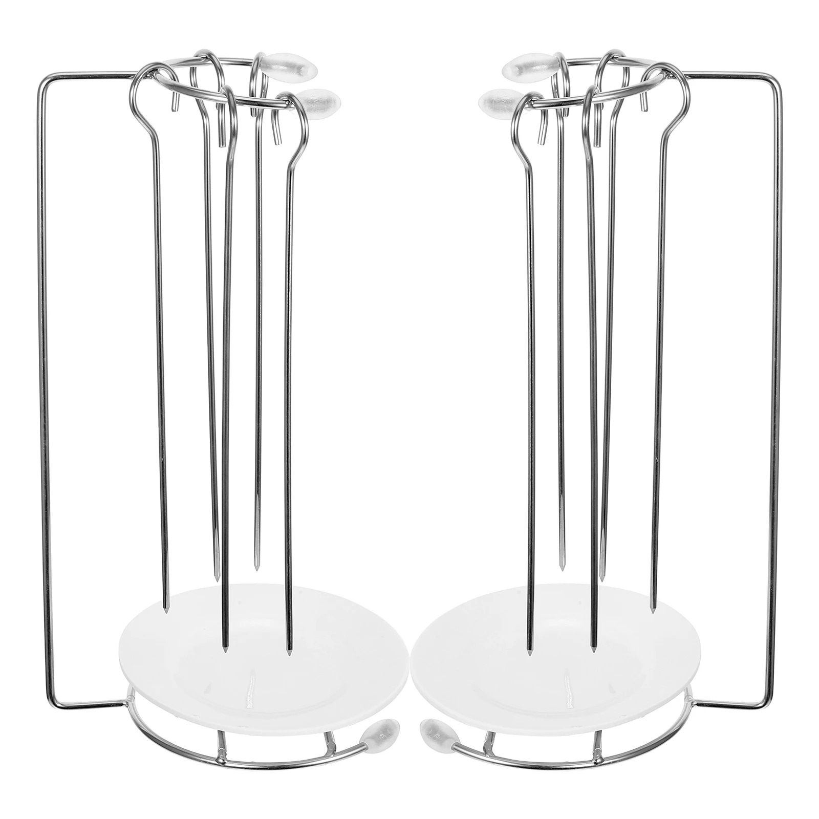 

2Sets Barbecue Hanging Rack Stainless Steel Bbq Hanger Drip Plate Portable Detachable Grill Food Rack Outdoor Barbecue