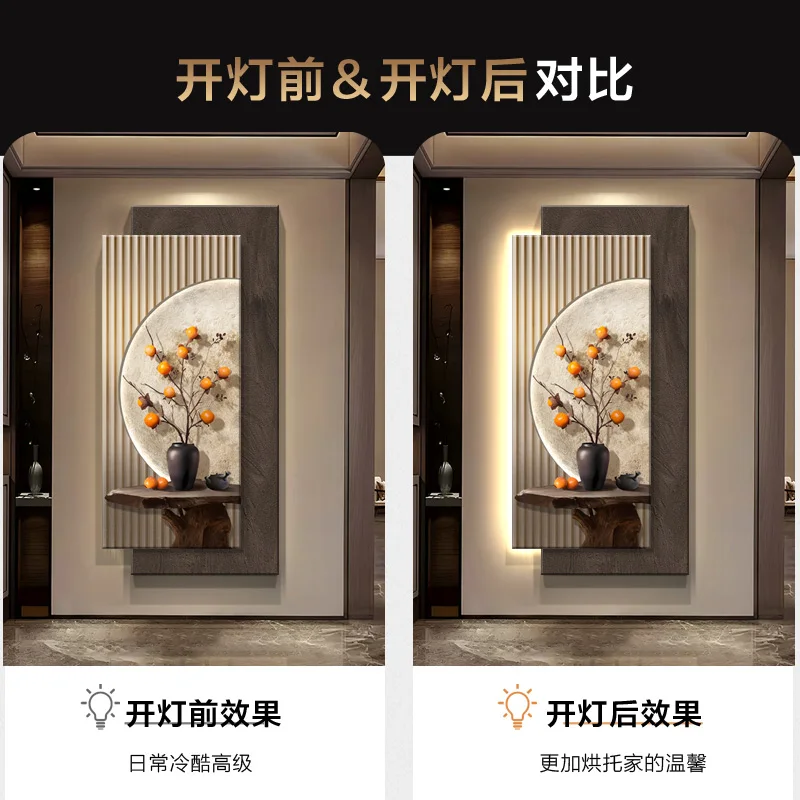 LED light three-dimensional sandstone porch decorative painting with light light corridor corridor hanging painting new Chinese