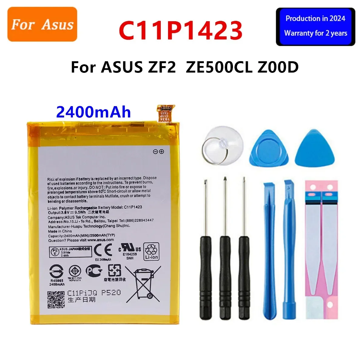 

Brand New Battery C11P1423 2400mAh For Asus Zenfone 2, Zenfone2 ZE500CL Z00D Replacement Batteries+Tools