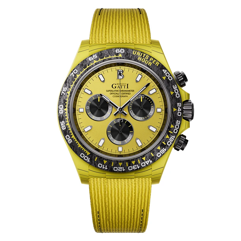 

BONEST GATTI Men Chronograph Watch 39mm Carbon Fibre Case Automatic Mechanical Wristwatch 5ATM Luminous Sapphire Mirror