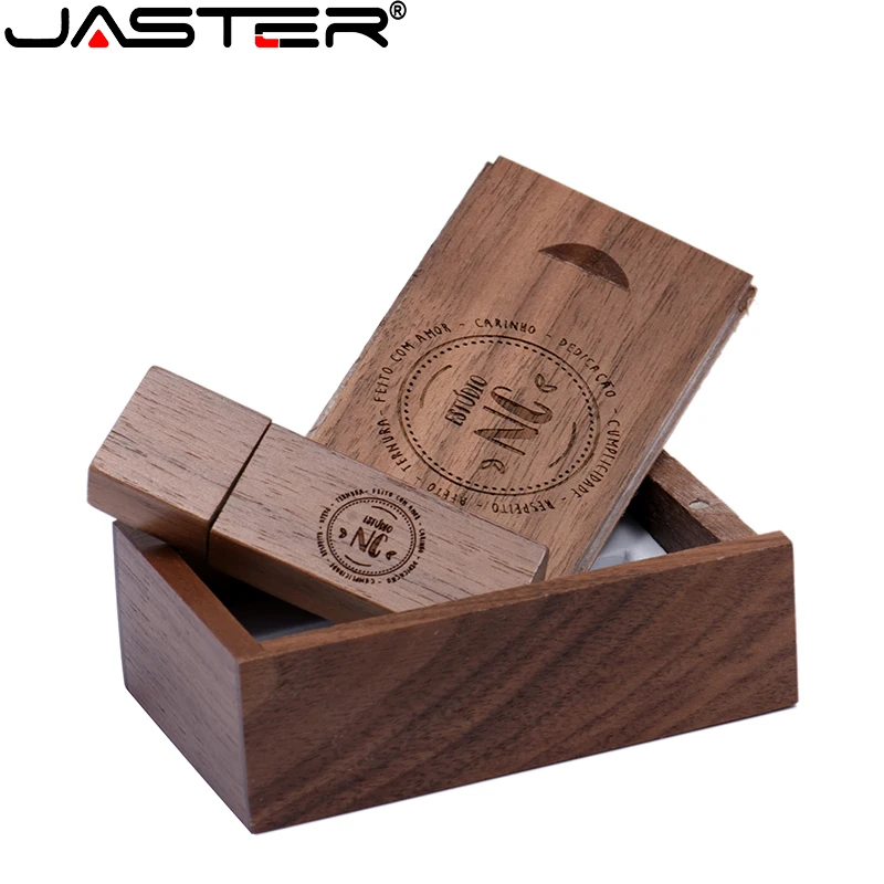 JASTER Free Custom Logo Photography Wooden with Box USB 2.0 Flash Drives64GB 32GB 16GB 8GB 4GB Memory Stick Business Gift U Disk