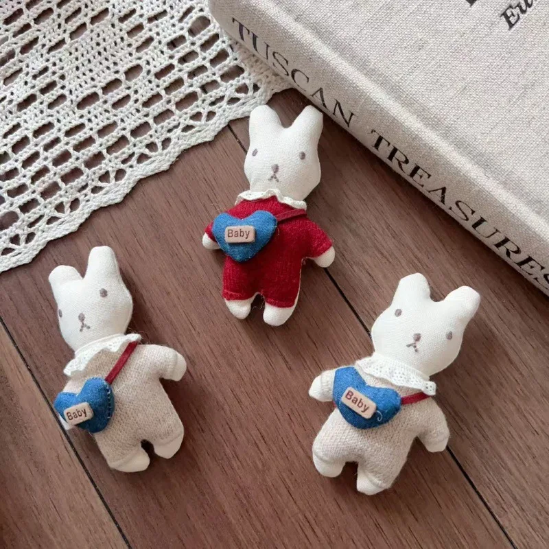 Stuffed Fabric Rabbit in Sweater DIY Hair Accessory Semi Finished Winter Cute for Clothing Embellishment Premium