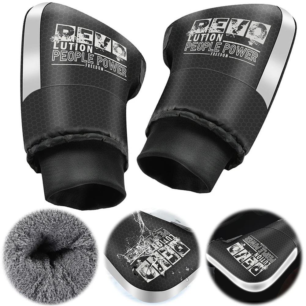 Motorcycle Handlebar Muffs Windproof Winter Snowmobile Gloves Reflective Cycling Motorbike Gloves Riding Accessories