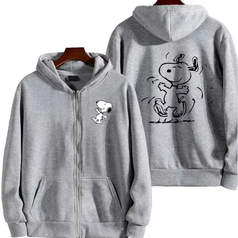 Snoopy Cartoon Anime Men Zipper Hoodie Spring Autumn printing Fashion Women Sweatshirt 2024 New Korean Style Couple Jacket Coat