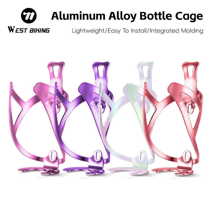 

WEST BIKING Aluminum Alloy Bicycle Water Bottle Cage Lightweight Electroplated Multicolor Cycling Bottle Holder Bike Accessories