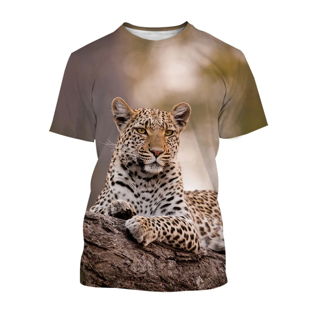 New Leopard Print T-shirts For Men And Women Trend Hip Hop Punk Tees Streetwear Oversized Loose Casual O-neck Short Sleeve Shirt