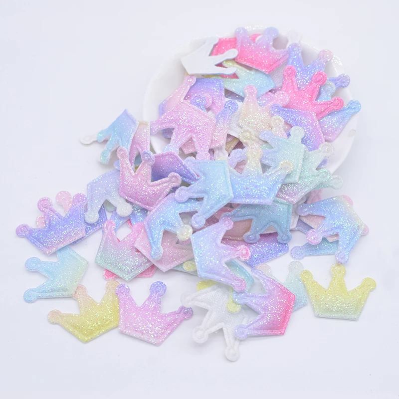 100Pcs Glitter Heart Star Crown Rabbit Flower Applique for Clothes Hat Sewing Supplies DIY Headwear Bow Accessories Patches