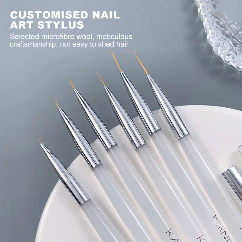 Professionelle Nail Art Pinsel Nagellinienpinsel Geschnitzte Nail Art Liner Strass Pinsel für Maniküre Details Striping 5/7/9/12 mm