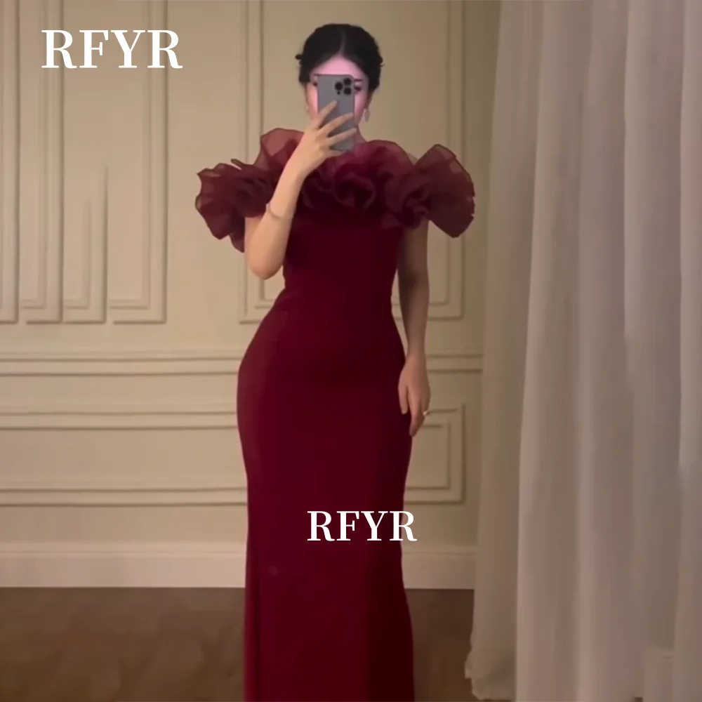 

RFYR Mermaid Prom Dress Off Shoulder Evening Dress Pleats Party Dress Elegant فساتين مناسبة رسمية Customized