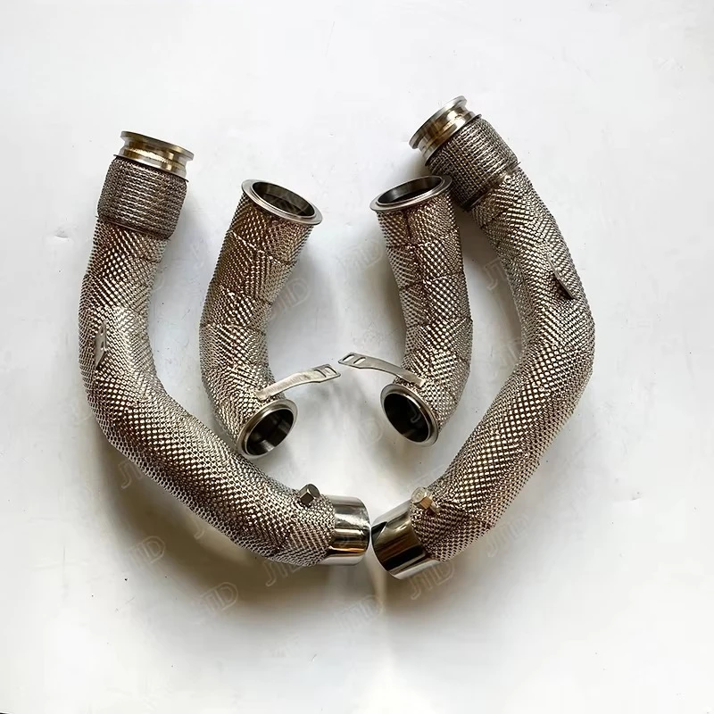 High-performance downspout for BMW M5 F90 with OPF stainless steel and heat shield for increased power