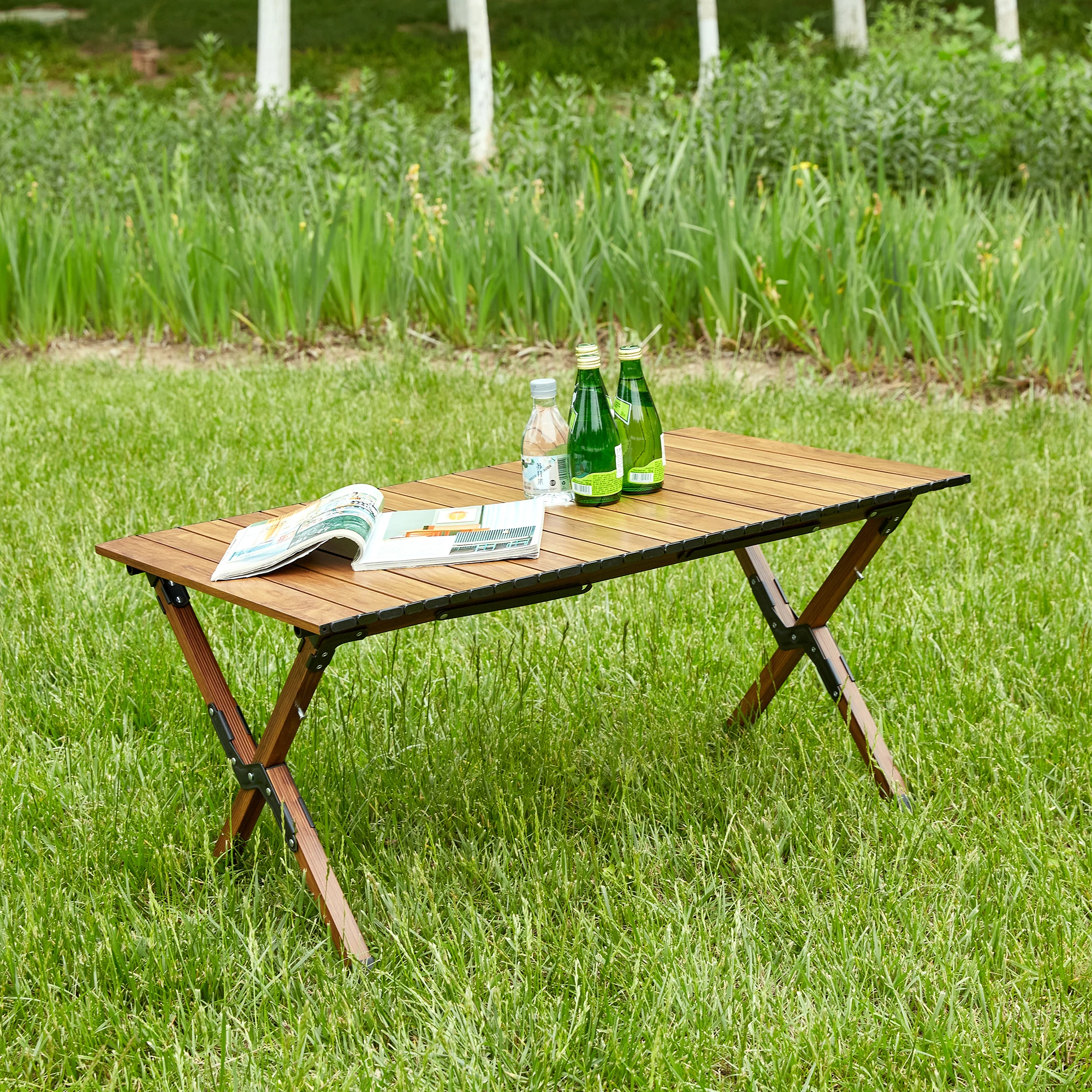 1-piece Folding Outdoor Table,Lightweight Aluminum Roll-up Rectangular Table for indoor, Outdoor Camping, Picnics,Beach