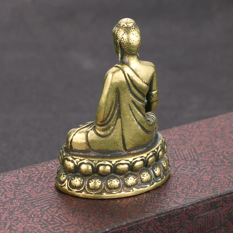 Solid Pure Copper Buddha Brass Ornaments Amitabha Buddha Statue Antique Distressed Decorations Crafts Collection