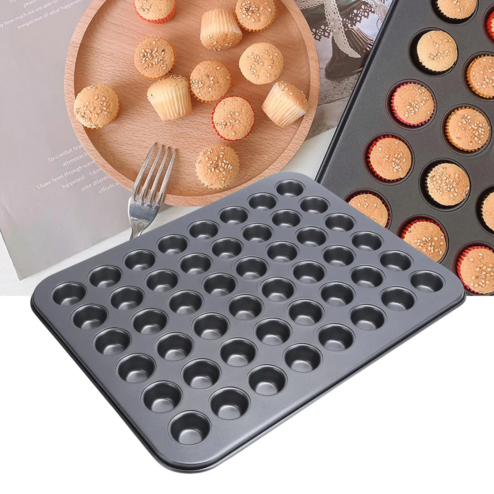 48 Cup NonStick Mini Round Cupcake Pan Baking Tray Bakeware Cooking Accessory with Nozzles