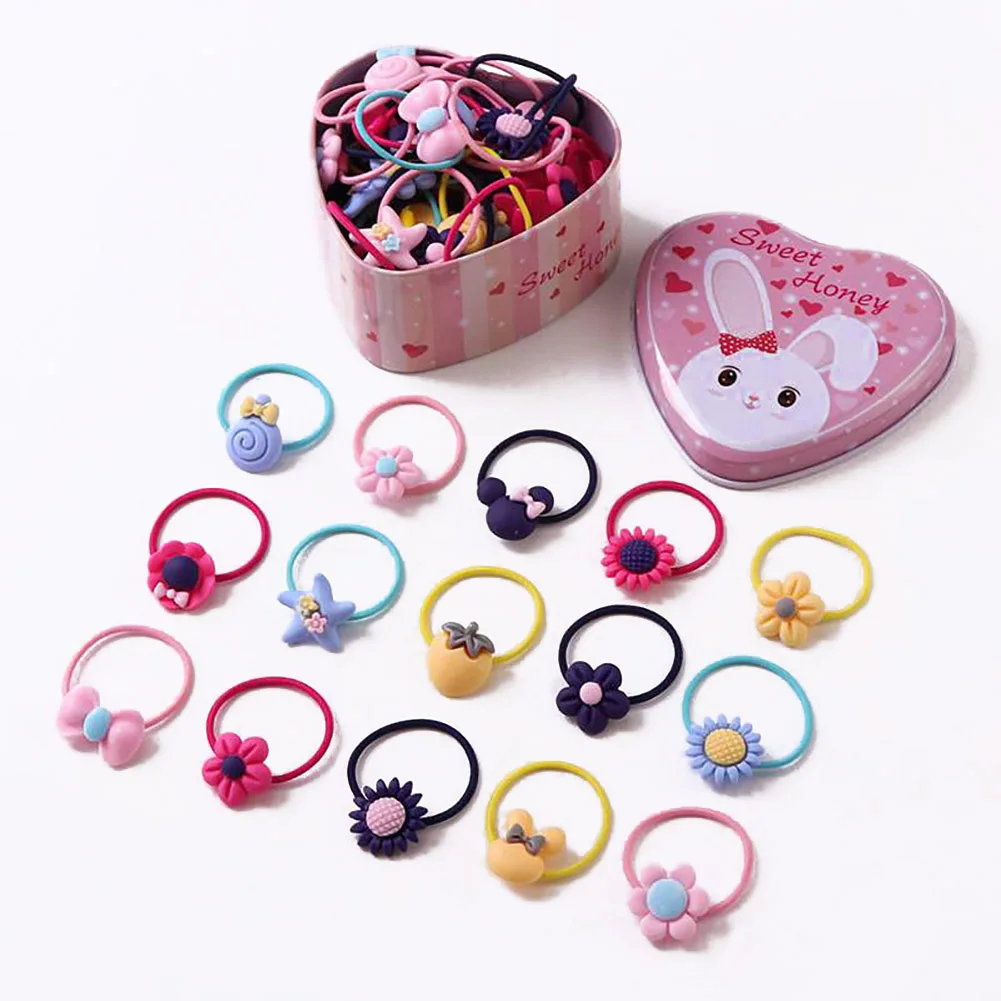 40Pcs Set Cute Flowers Bows Baby Elastic Hair Bands Cartoon Girls Hair Ties Kids Hair Accessories