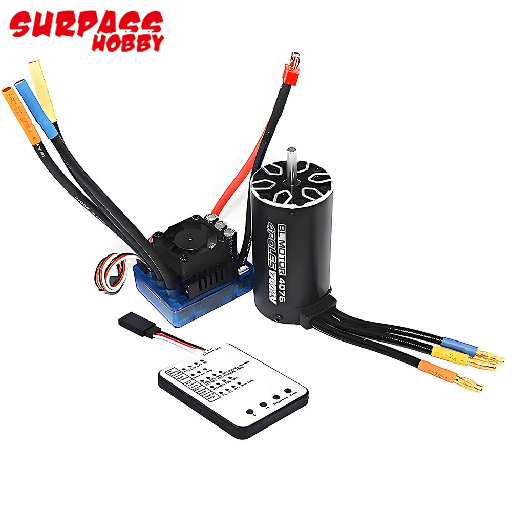 

Surpass Hobby 4076 1350KV/1550KV/1700KV/2000KV/2250KV Sensorless Brushless Motor 120A 3-6S ESC For 1/8 1:8 RC Car Truck