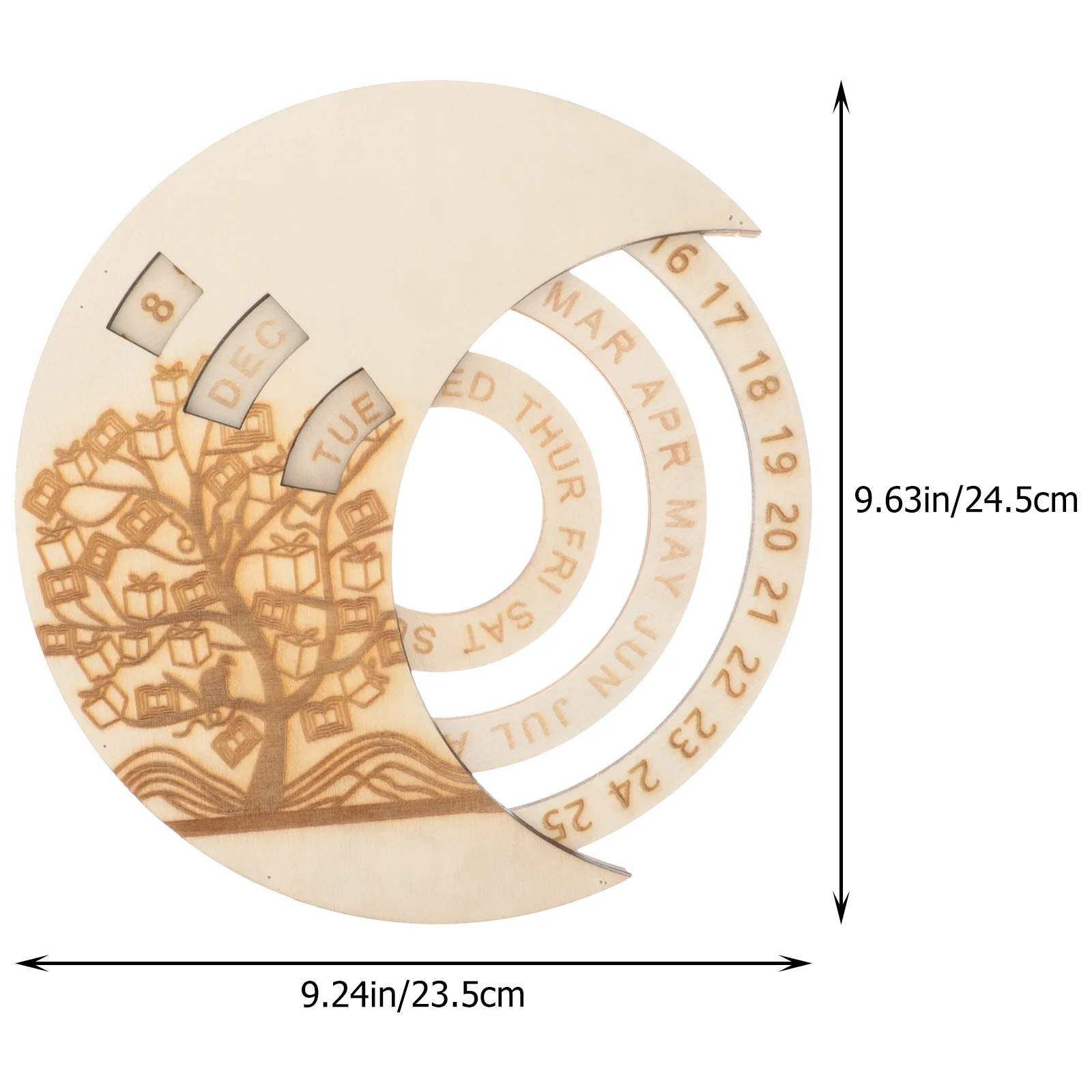 Calendário perpétuo de madeira premium, design de lua, decoração de parede, artesanato, decoração de casa, floco de neve, decalque de parede