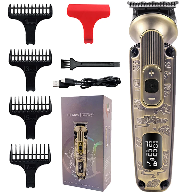 

Professional electric hair clipper, men's oil head carving, electric push shear, LCD display screen, washable for shaving