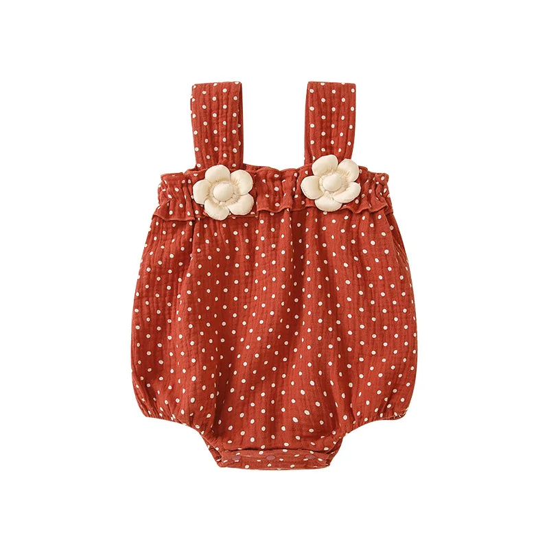 

MINISO летний комбинезон без рукавов в горошек в корейском стиле для маленьких девочек, хлопковый комбинезон Kawaii для новорожденных на выход, От 0 до 1 года