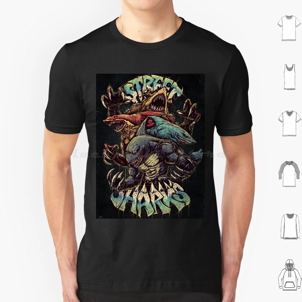 Camiseta Street Sharks para hombre, mujer y niños, 6xl, Banksy Street Cool Street Art Anime, divertido Graffiti, urbano, Vintage, azul, Japan Shark