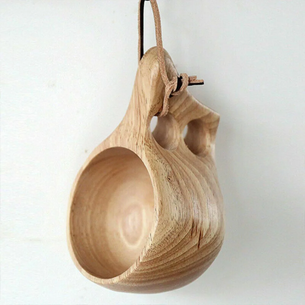 

270ML Wooden Coffee Cup Portable Outdoor Wood Drinking Mug with Handle for Bar Restaurant Cafe Hotel Home and Travel Use