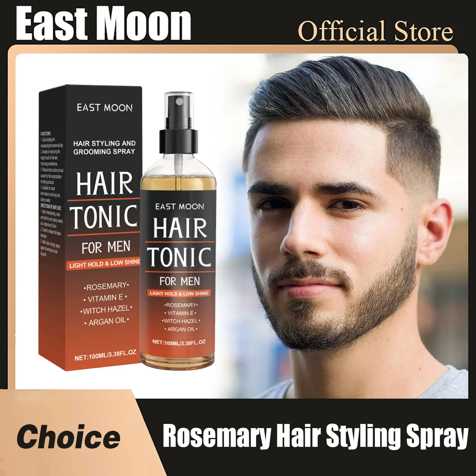 

East Moon Rosemary Hair Styling Spray Strong Hold Instant Cover More Thickening Non Grease Waterproof Man Hair Shaping Oil Spray