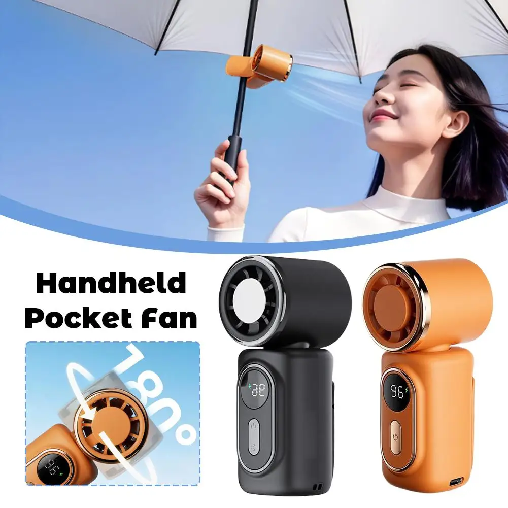 

USB Rechargeable Mini Handheld Fan, 180° Adjustable with Digital Display, Portable Personal Cooling Fan for Travel & Outdoor