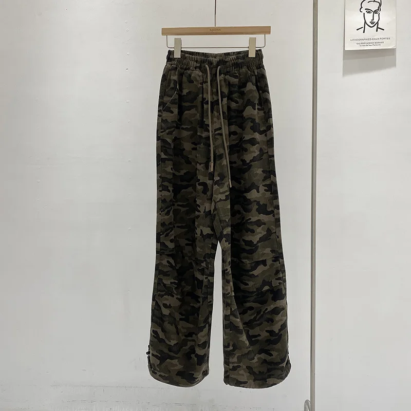 Pantalones Cargo de camuflaje rojo vino para mujer, ropa de calle holgada Y2k, pantalones de paracaídas Vintage Harajuku de los años 90, pantalones estéticos, ropa 2024