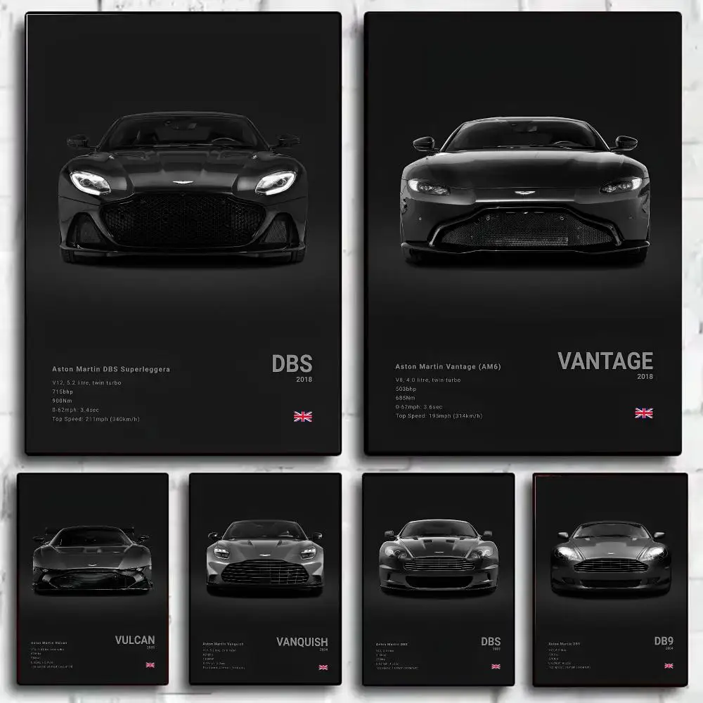 sports A-Aston Martin Supercar Poster Wall Art Prints for Bedroom Living Room Office Home Decoration Hanging Artwork Gift