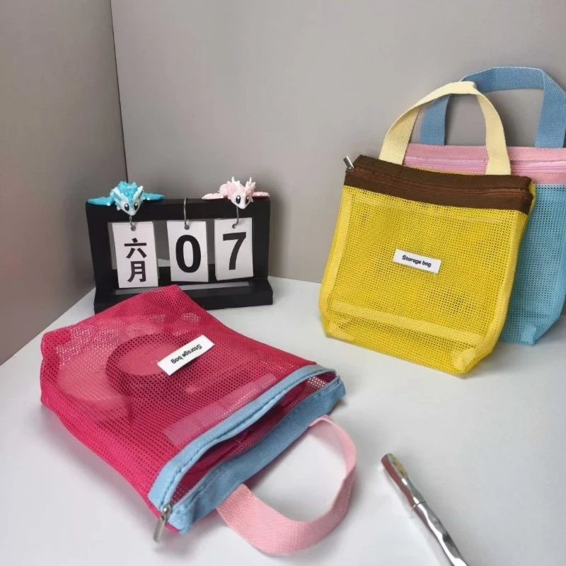 Organizador de Maquiagem Cor Macaron, Bolsa de Viagem Respirável para Mulheres, Grande Capacidade, Bolsa de Higiene Pessoal, Bolsa de Praia e Natação 