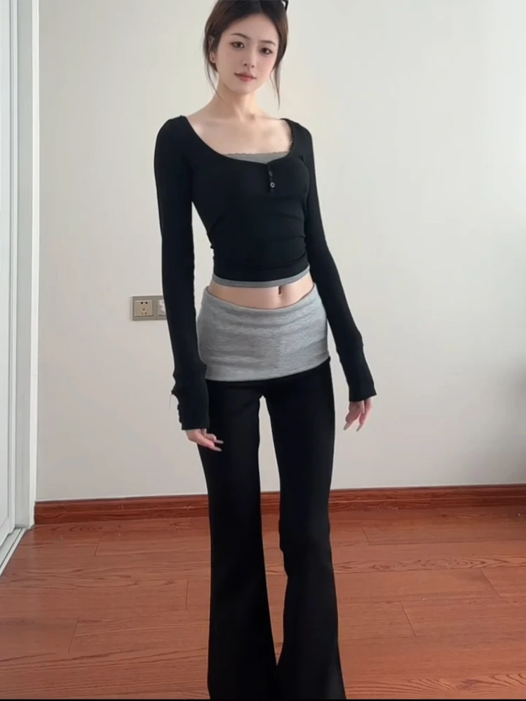 Bla casual queimado calças femininas primavera 2025 novo design emagrecimento yoga esportes calças de perna larga cintura baixa coreano sle