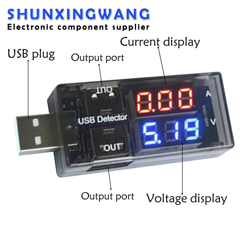 USB current and voltage detector tester USB meter voltage meter tester double table display battery voltage monitor
