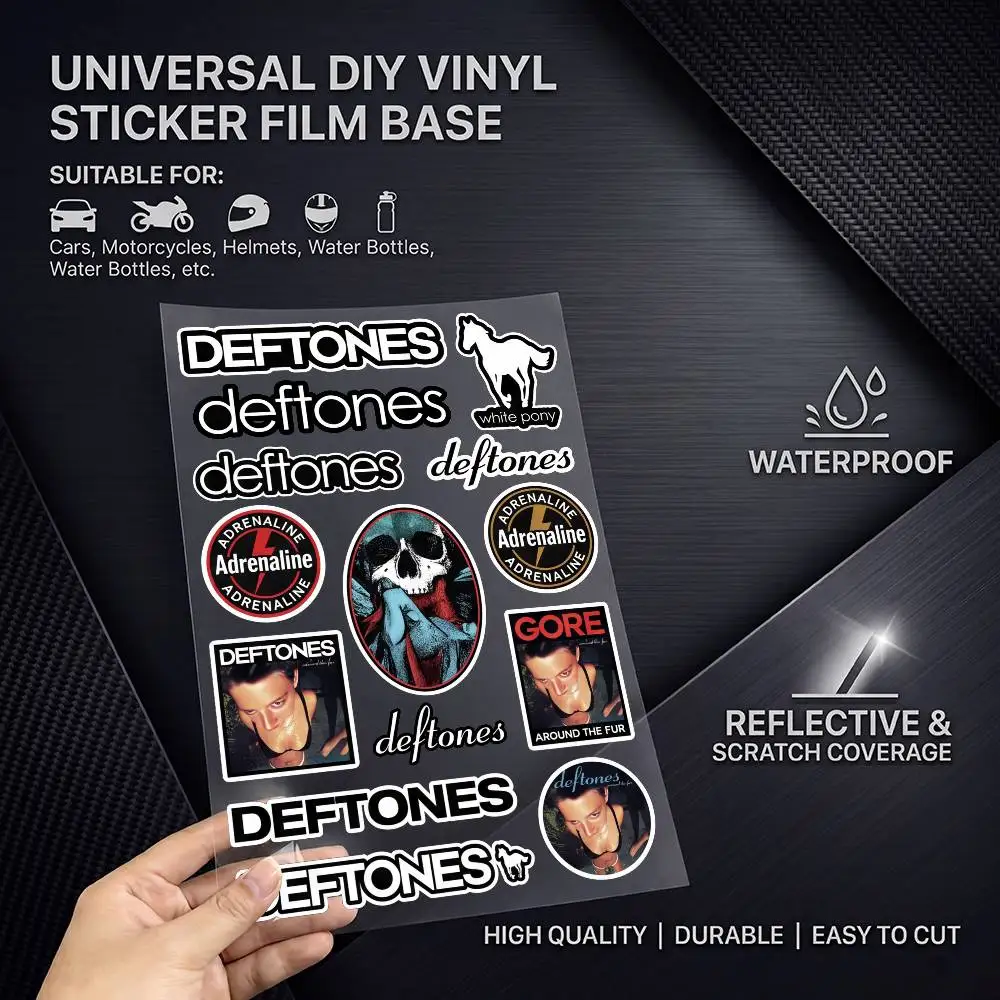 D-Deftones-s High Visibility Reflective Waterproof Decal Scratch Hide Sticker Fit Car Motorcycle Helmet Refrigerator