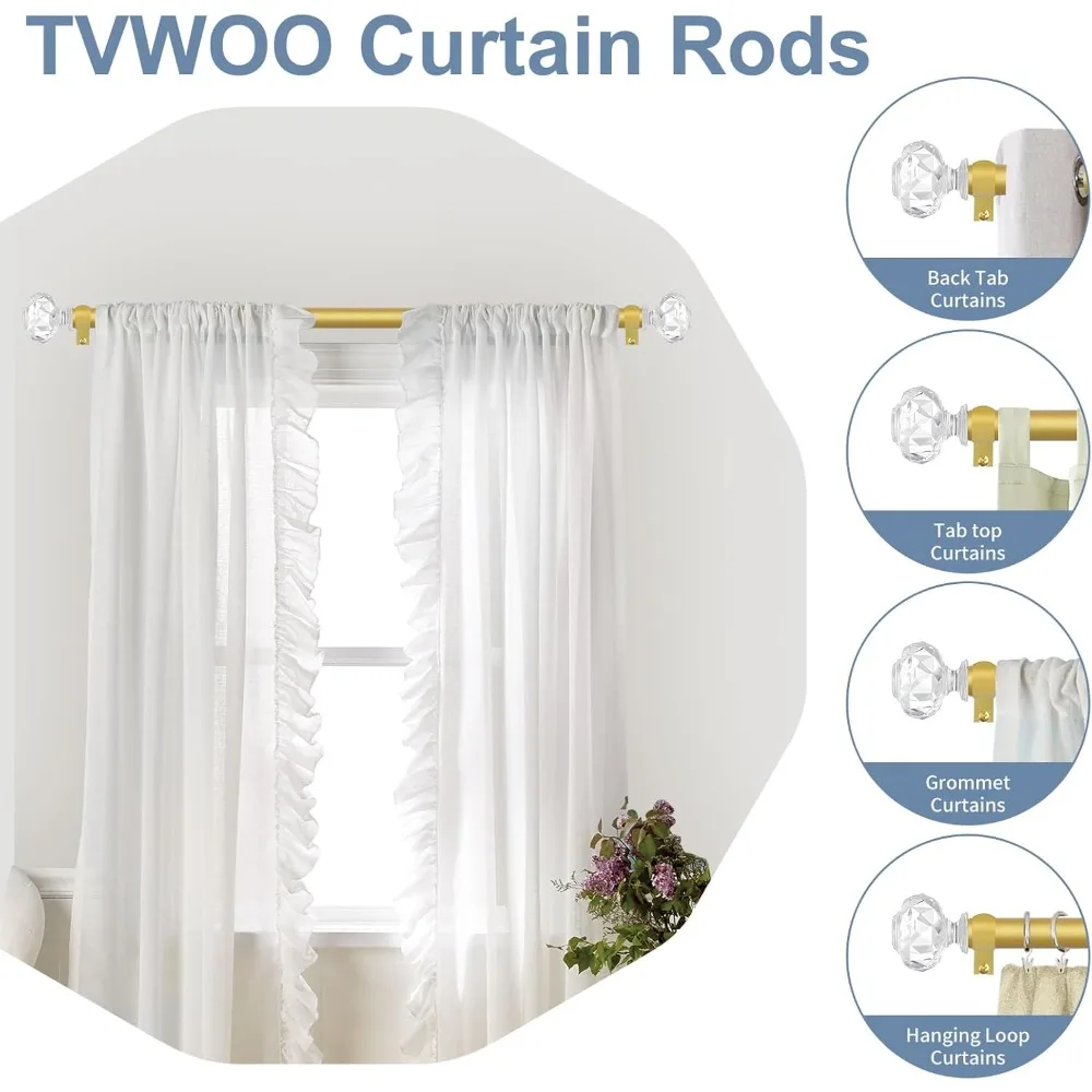 قضبان ستائر قابلة للتعديل شديدة التحمل باللون الذهبي النحاسي لنوافذ مقاس 36-88 بوصة، مناسبة لغرف النوم وغرف المعيشة #6