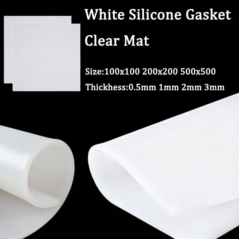 1 Uds. Junta de silicona blanca, almohadilla transparente de 0,5mm, 1mm, 2mm, 3mm, alta temperatura, sin olor peculiar, hoja de goma de silicona DIY