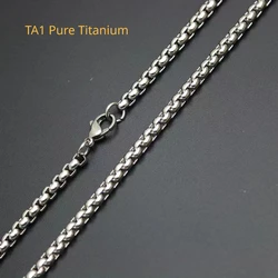 New 3mm TA1 Pure Titanium Square Rolo Box Chain Necklace for Men Women Durable Anti-allergy Titanium Link Chain Necklace