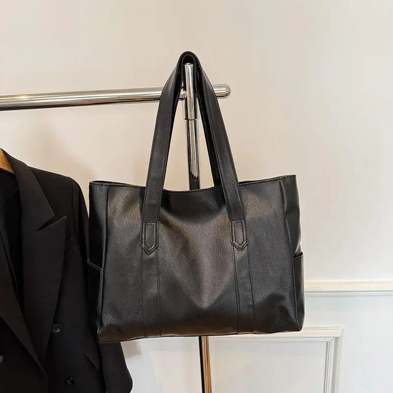 Vintage Ladies Bag Large Capacity Handbag , Vintage Plain Shoulder Bag , Ladies Commuter Casual Handbag 1PC