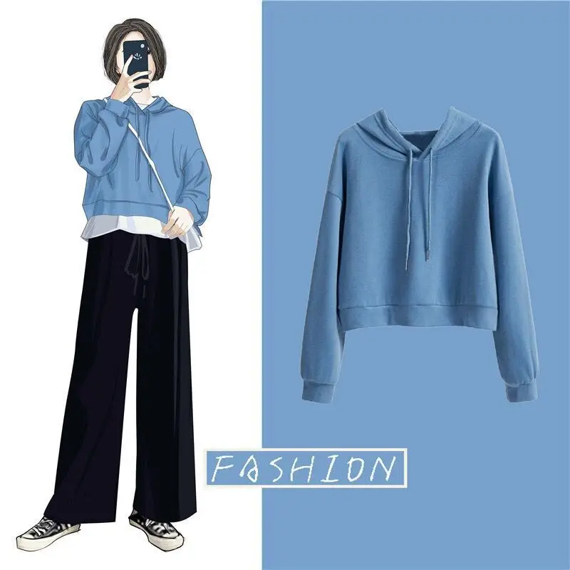 Damskie bluzy z kapturem z grafiką, zimowe ubrania, kolorowe aplikacje, całoroczne, lekkie, piękne moletom, sztruksowe, z temperamentem, łączone.