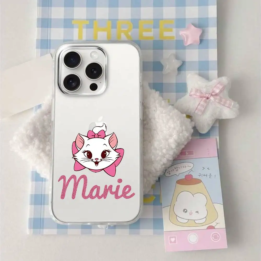 حافظة هاتف M-Marie Cat لهاتف آيفون 17/16/15/11/13/14 Pro Max Plus/X/Xr/Xs Max/12 mini - غطاء شفاف شفاف
