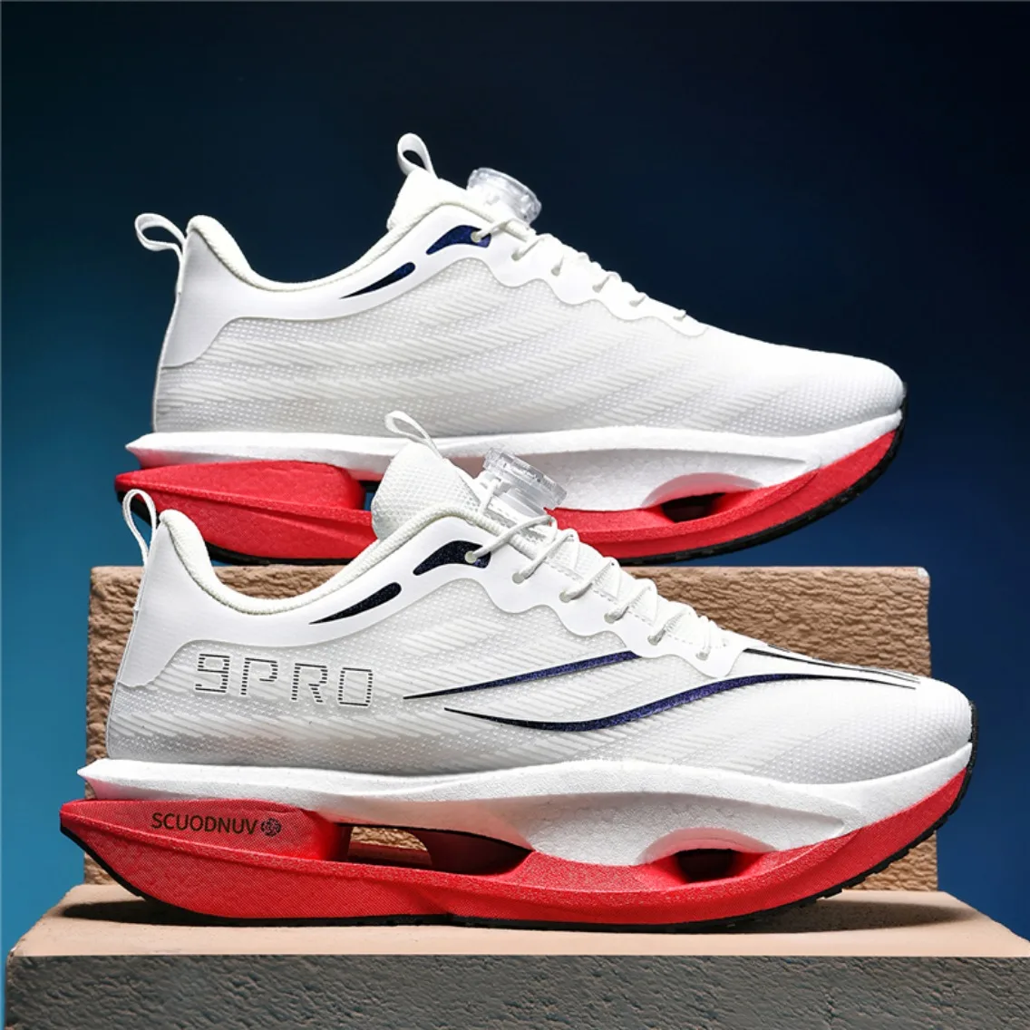 Men Running Shoes Carbon Plate Marathon Sports Sneakers Breathable Lightweight Cushioned Non Slip Athletic Shoes Women