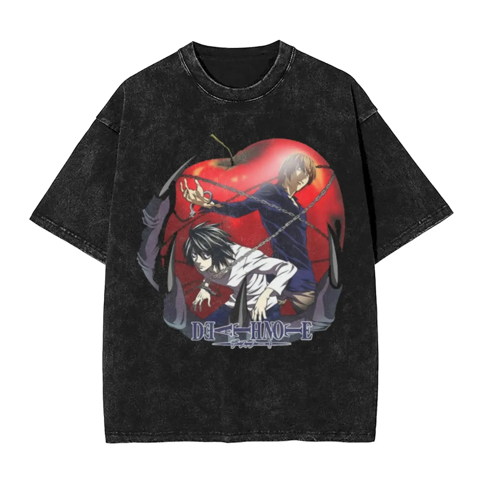 Harajuku Y2k T Shirt Manga DEATH NOTE T Shirts Graphic Print T-Shirts Washed Oversize Tshirt Cotton Casual Loose Clothes Unisex
