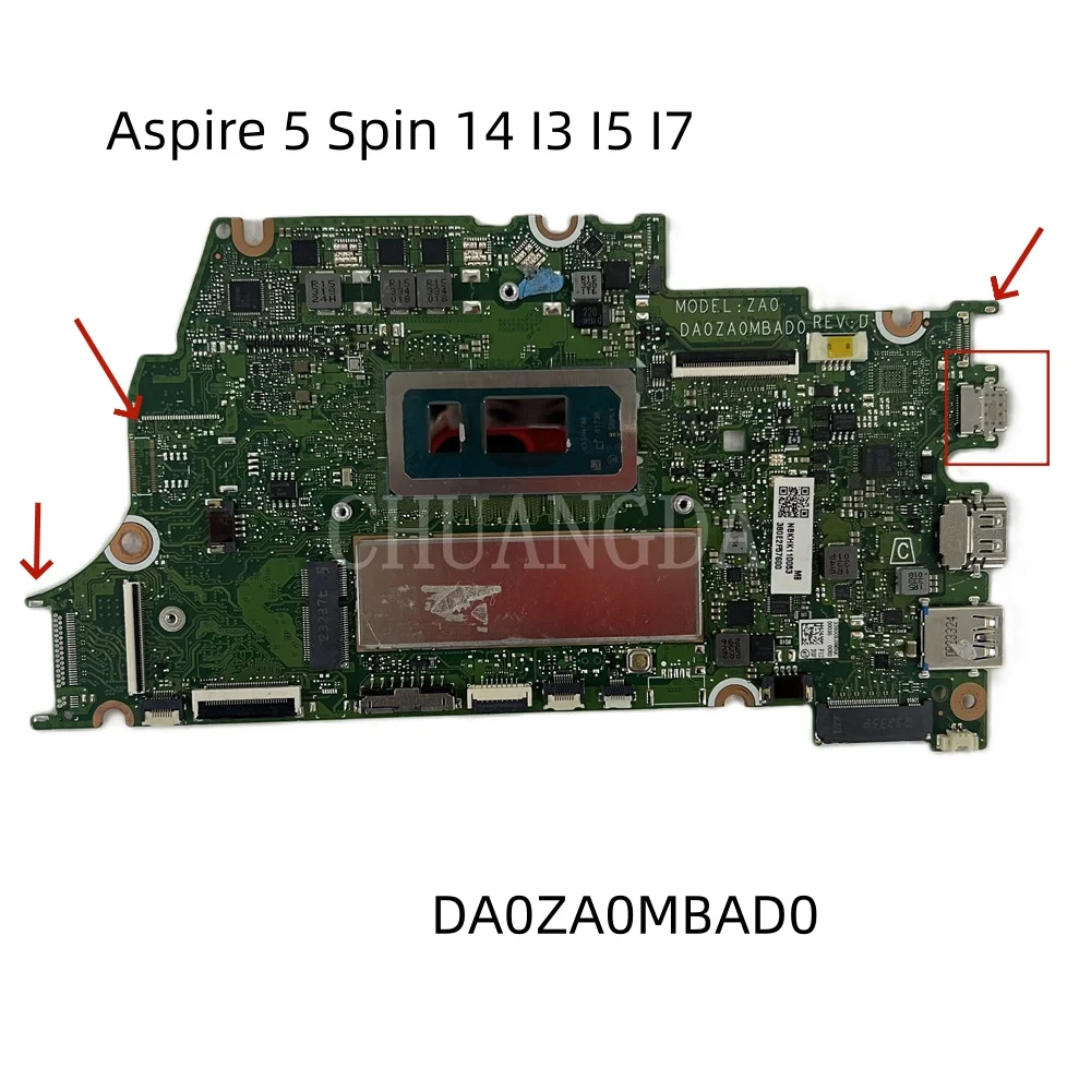 DA0ZA0MBAD0 para la placa base del ordenador portátil Aspire 5 Spin 14 NBKH61100B SRMLW i3-1315U 16GB i7-1355U 16GB 100% probado