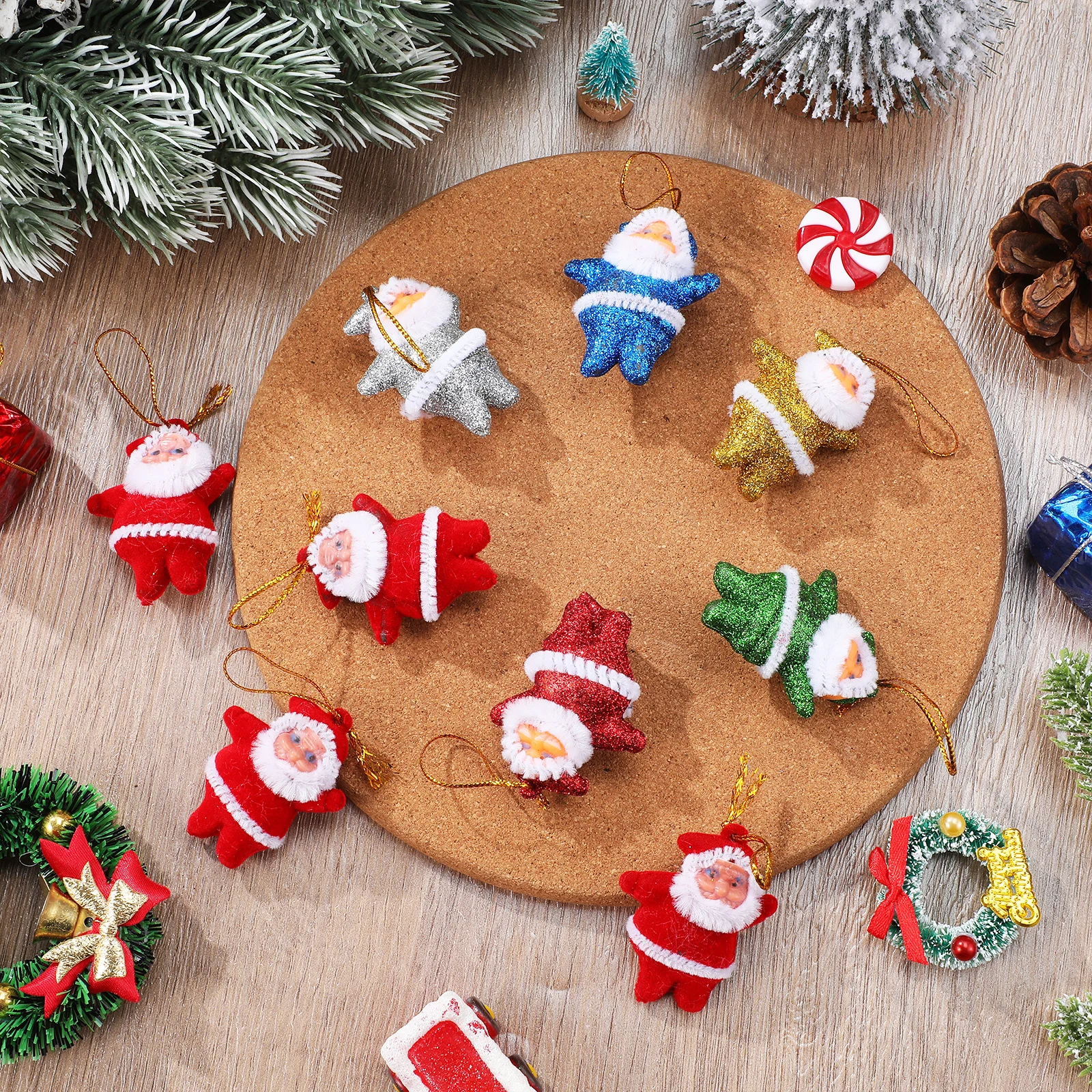 

24Pcs Santa Pendant Xmas Ornaments Hanging Decor Christmas Tree Adornments Home Party Decoration Photo Props Santa Pendant