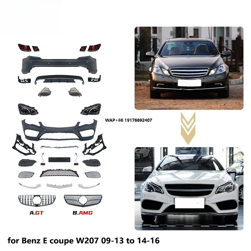 Restart  PP Complete Body Kit for  E Coupe  W207 09-13 Up to 14-16 Style  Include Front Rear Bumper Assembly Grille