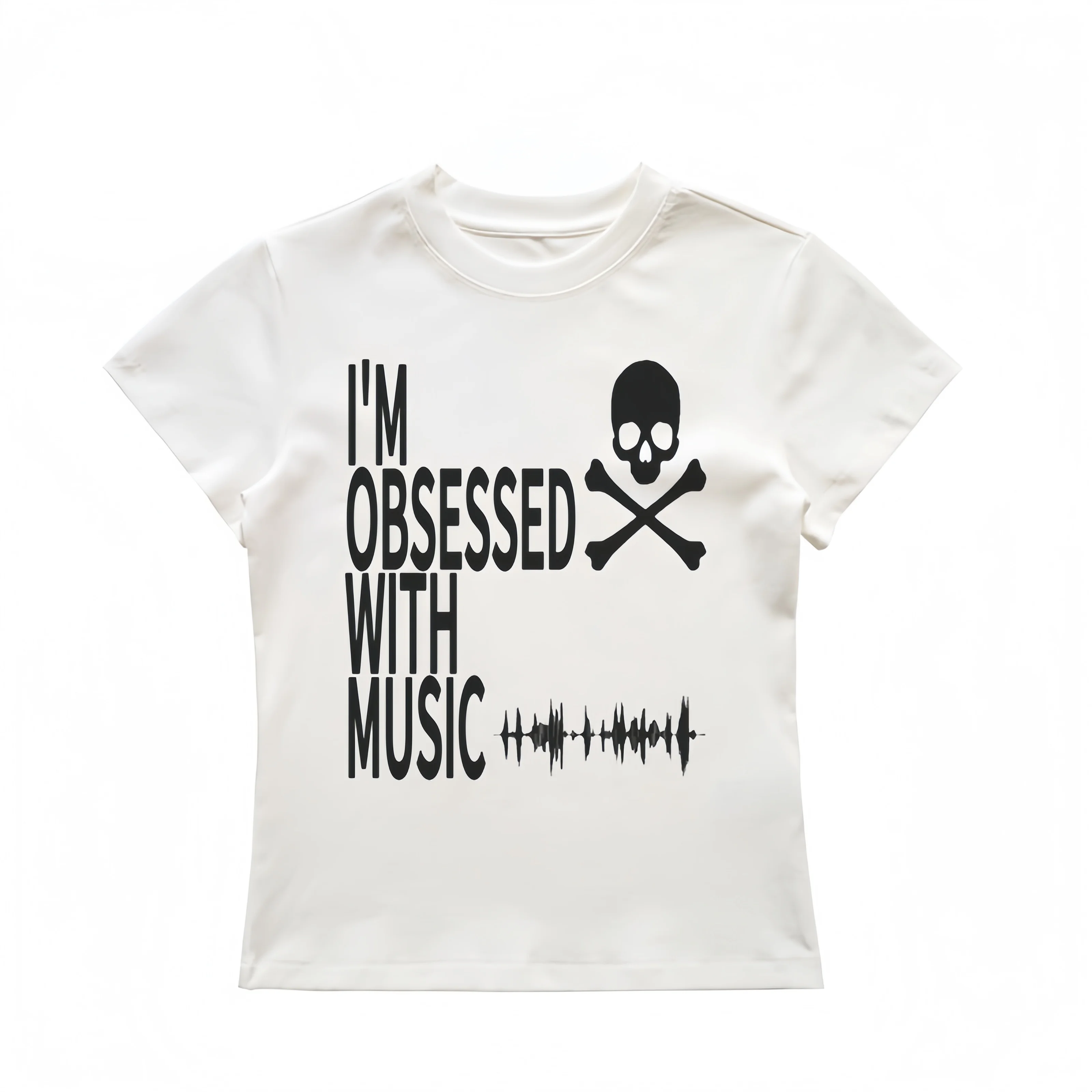 Camiseta de manga corta estilo americano/europeo con estampado de calavera, estilo subcultura, música Y2K, hip hop, UDG, estilo urbano