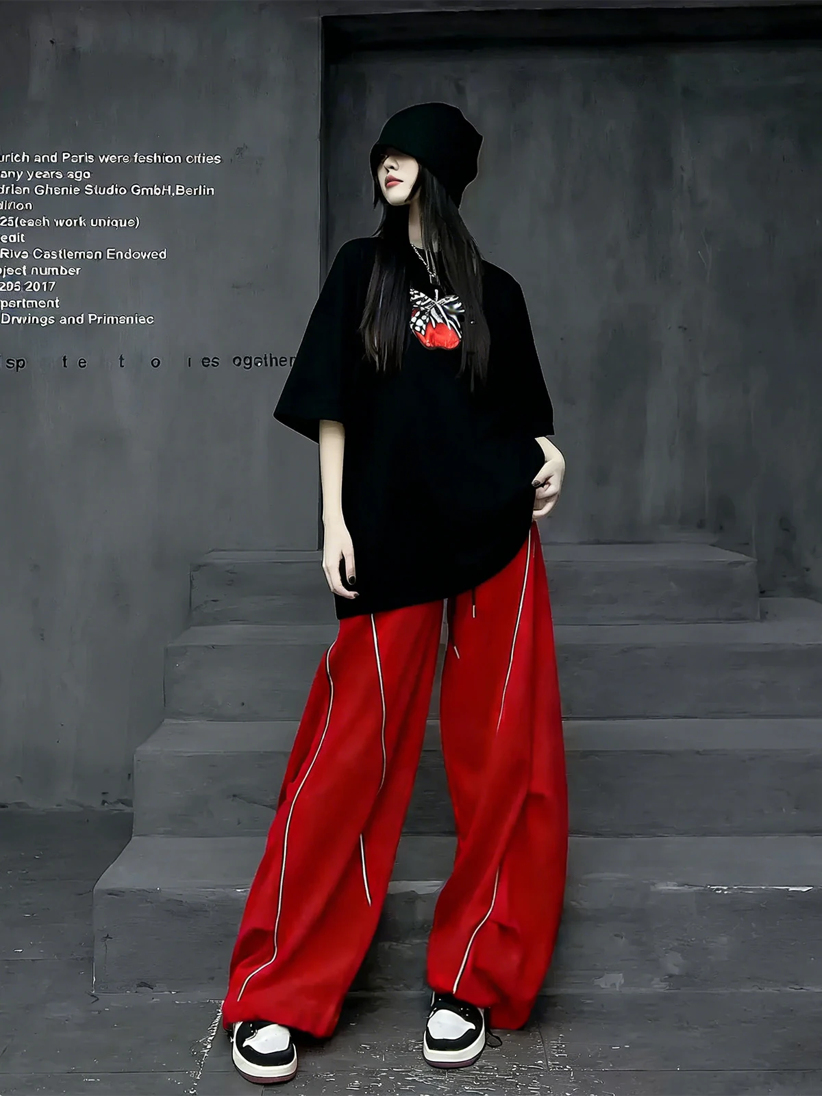 

M-Brand Cool Girl Summer Street Style Short Sleeve Wide Leg Pants Two Piece Set Loose Fit Trendy Brand Fashion Outfit